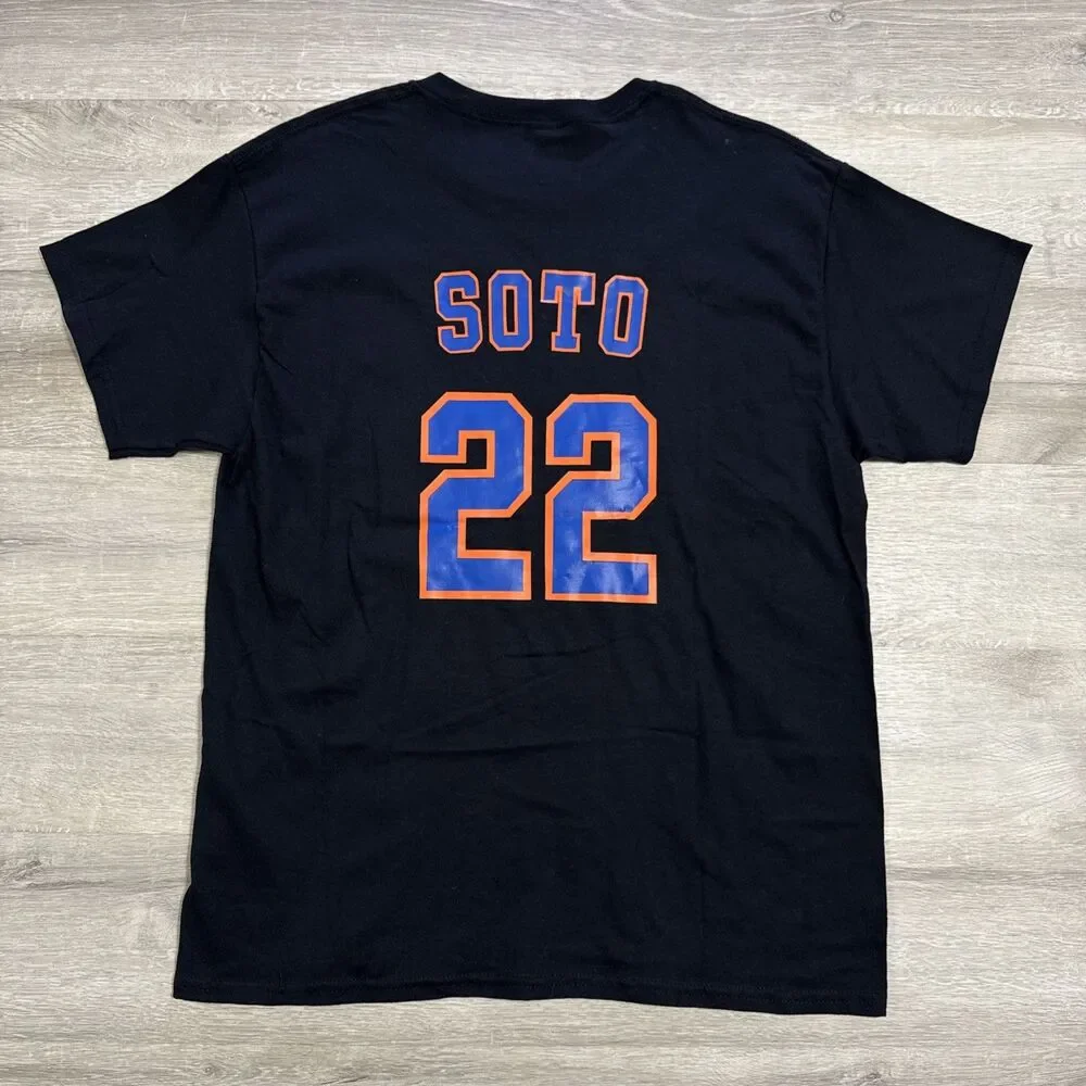 Juan Soto Baseball Shirt New York Mets Christmas Men’s Black Tee Size Large